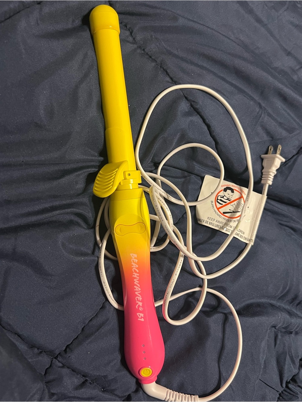 Yellow-Pink Beachwave B1 Curling Iron - Lightweight Styling Wand